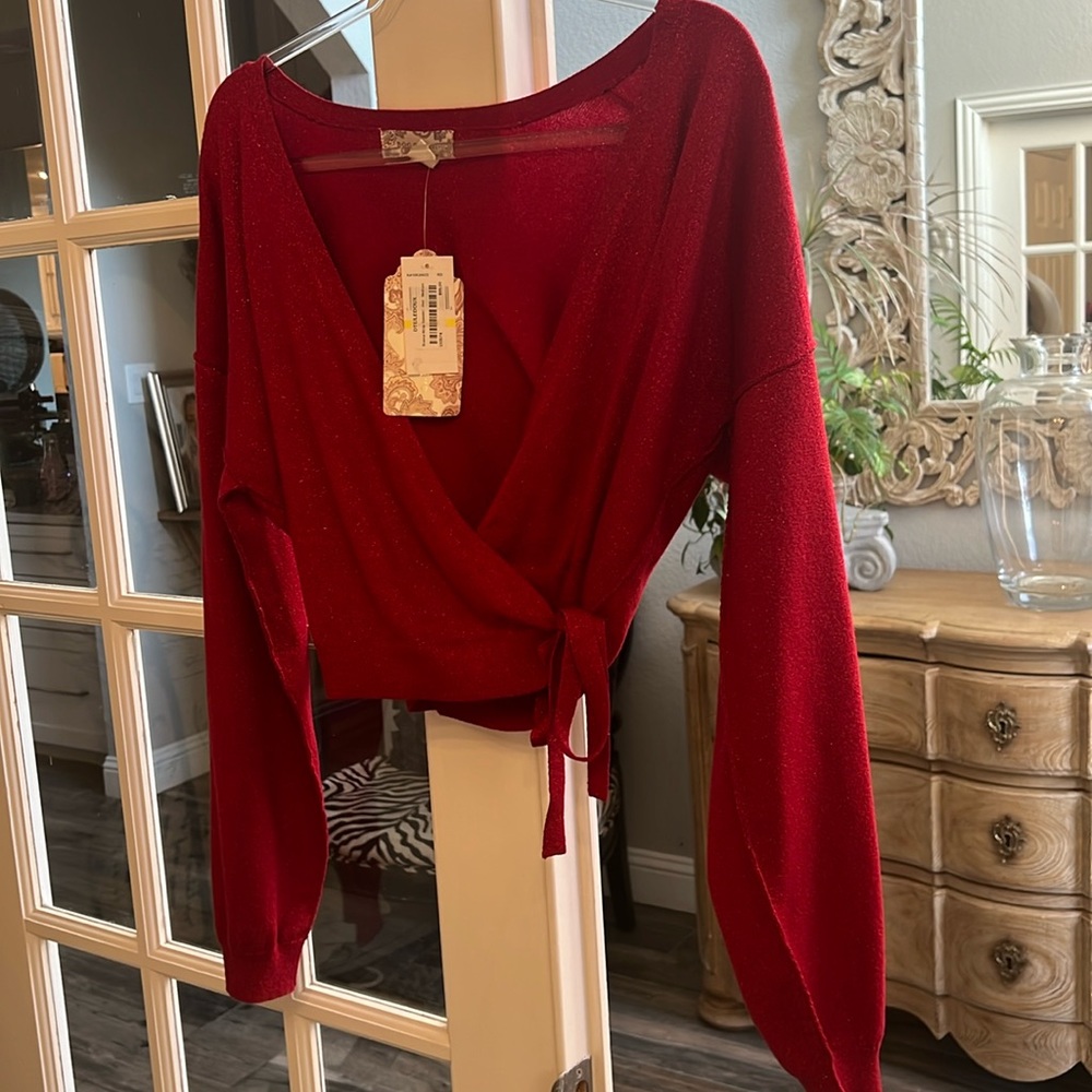Valentine Red Sparkley Ladies Medium Wrap Top